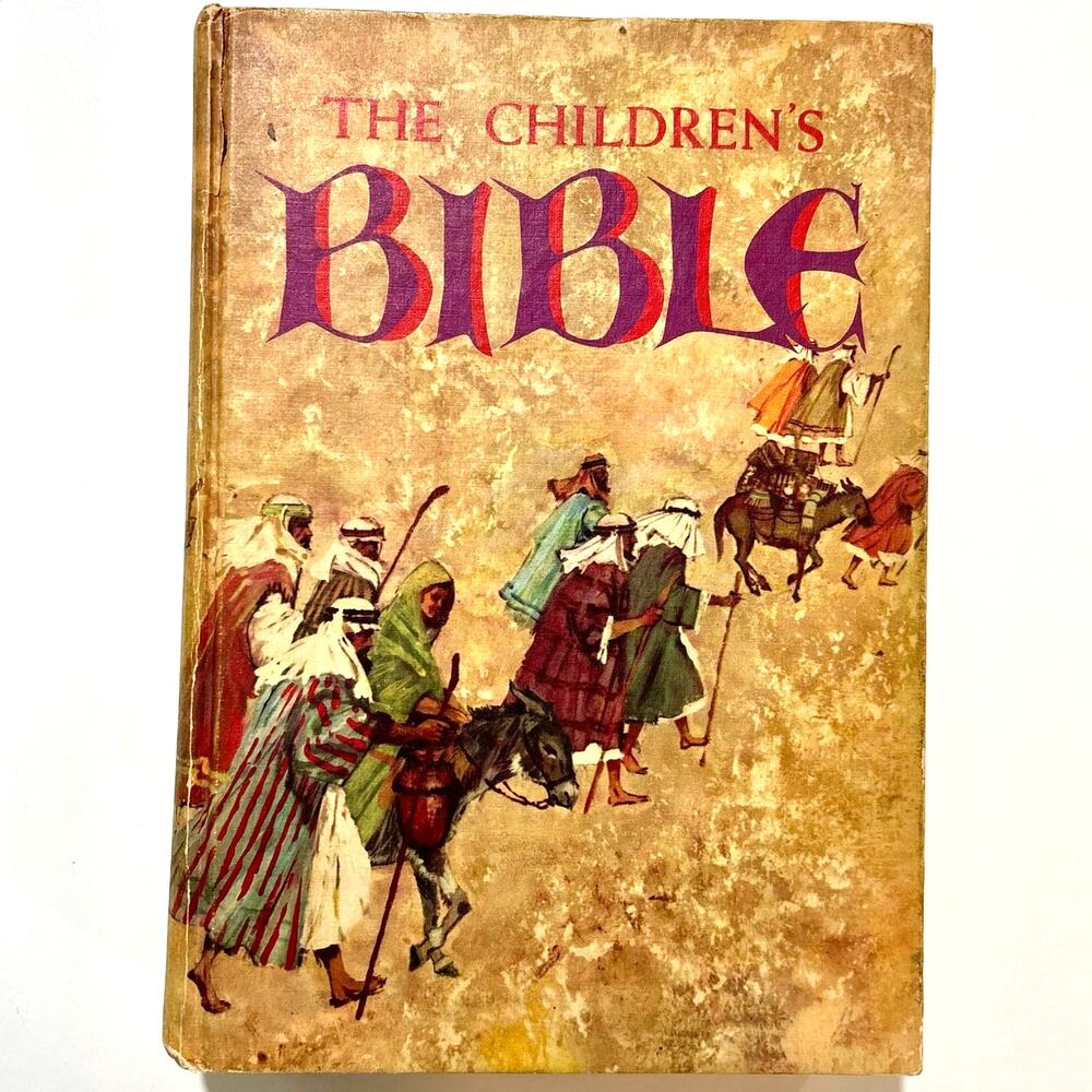 Vintage The Childrens Bible 1950s Hardcover Mid Century Retro Cottagecore Decor
